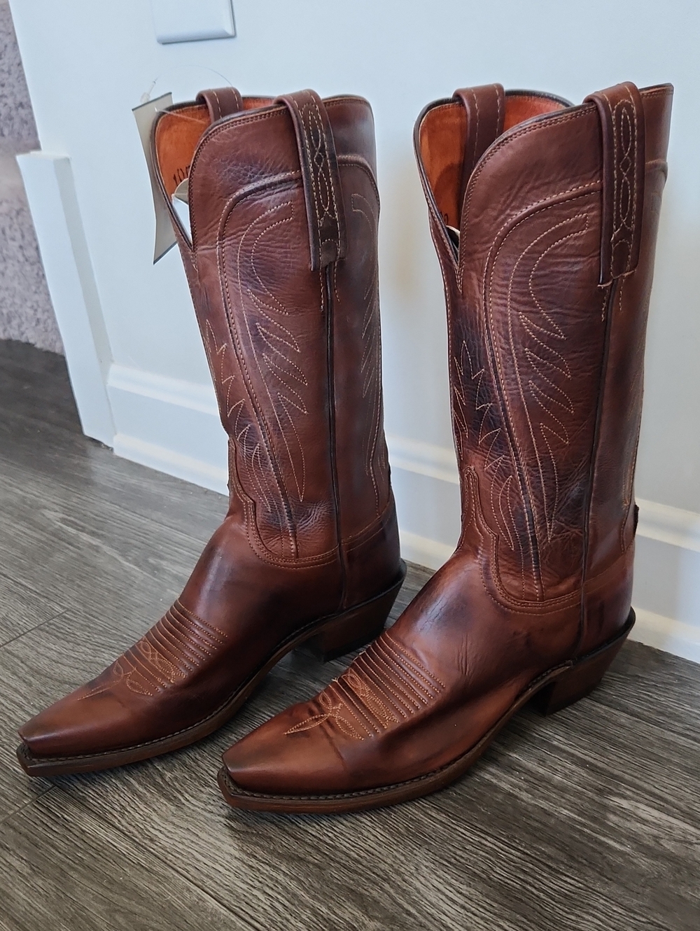 New Womens Lucchese N4604 54 Tan Burn Ranch Boots Size 6.5B - Picture 13 of 13